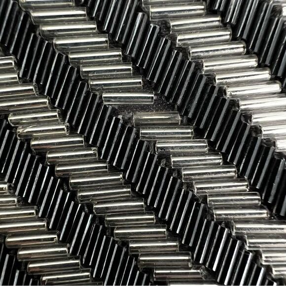 Neiman Marcus Micro Beaded black & silver clutch bag with chain - Picture 12 of 12